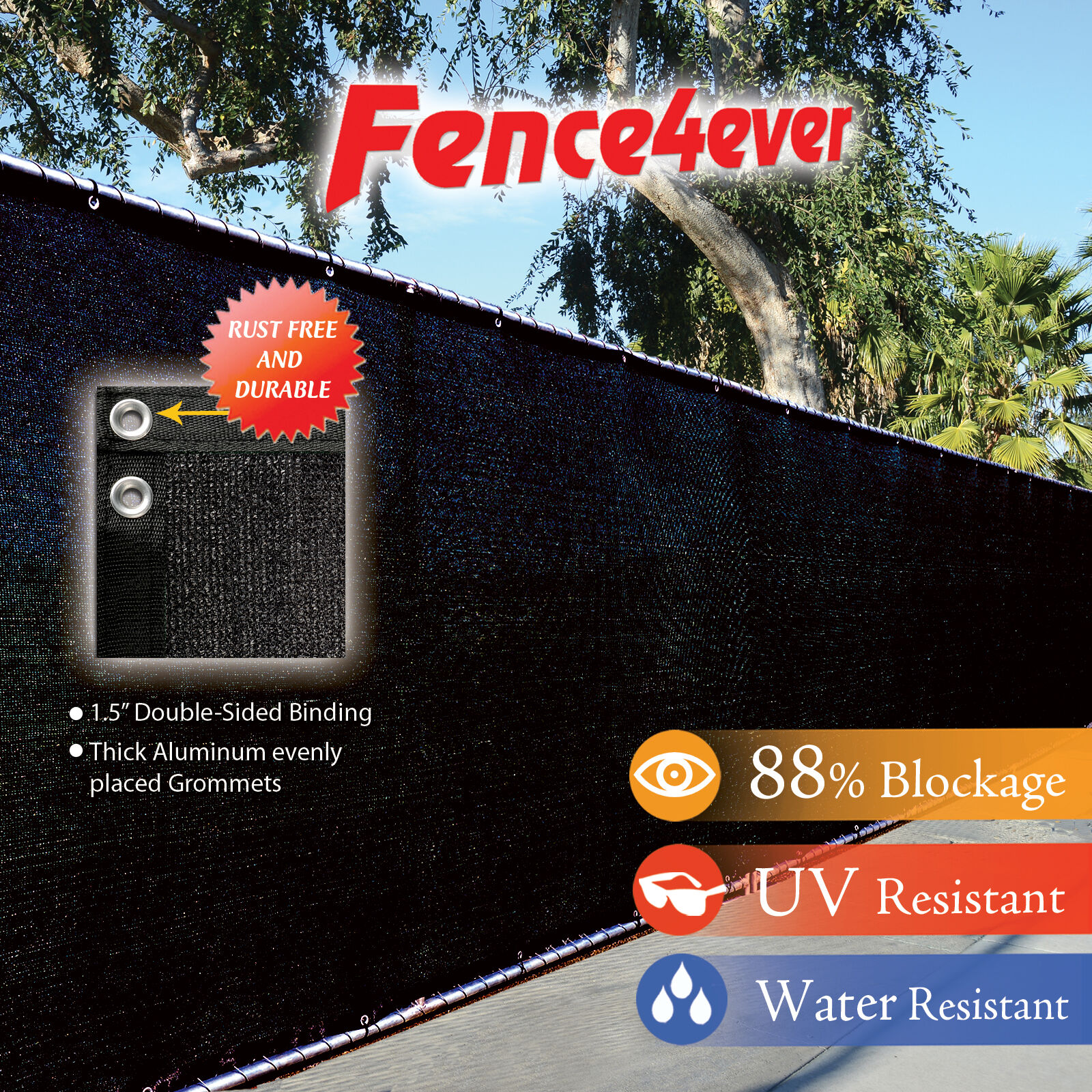 Black 6'x50' Fence Windscreen Privacy Screen Shade Cover Fabric Mesh Garden