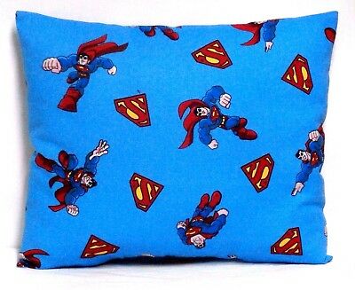 Toddler Pillow For Superman On Blue 100%cotton #sm7 New Handmade
