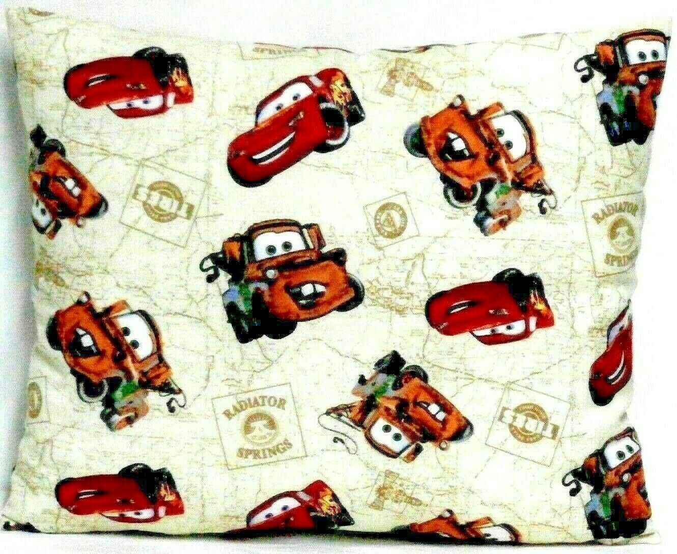 Toddler Pillow For Pixar Cars On Tan 100%cotton #pc3 New Handmade