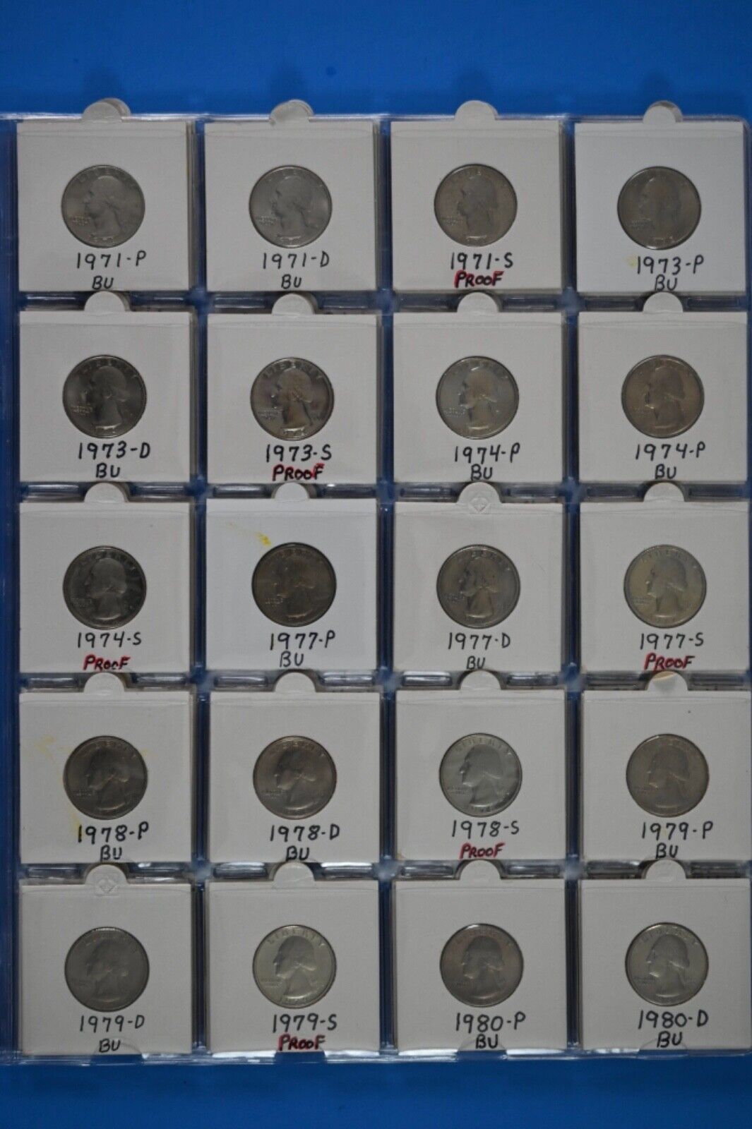 A Very Nice Collection Of Washington Quarters, 59 Total Coins With 14 Proofs