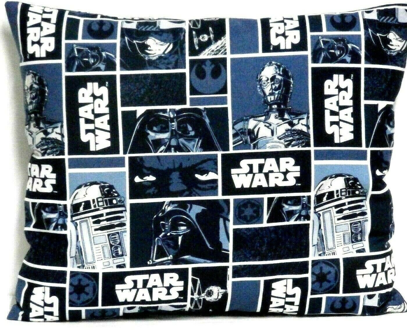 Toddler Pillow For Star Wars On Blue & Black Blocks  100%cotton #sw Handmade