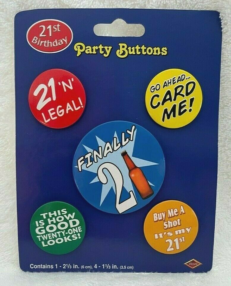 21st Birthday Party Buttons 21st Celebration 5 Metal Pin On Buttons