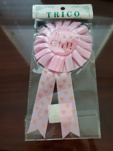 Pink It's A Girl" Award Ribbon/ Badge Pin Baby Shower Party Supply Pink